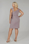 Akaks Agatha Mother of the Bride Mauve Dresses Sheath ​Asymmetrical Cap Sleeves Knee Length Stretch Crepe Dress Image887673