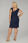 Akaks Agatha Navy Mother of the Groom Dresses Sheath ​Asymmetrical Cap Sleeves Knee Length Stretch Crepe Dress Image693716