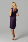 Akaks Agatha Plum Colored Mother of the Bride Dresses Sheath Asymmetrical Cap Sleeves Knee Length Stretch Crepe Dress Image267153