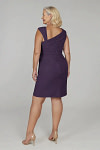 Akaks Agatha Plum Colored Mother of the Bride Dresses Sheath Asymmetrical Cap Sleeves Knee Length Stretch Crepe Dress Image797119
