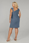 Akaks Agatha Twilight Plus Size Mother of the Groom Dresses Sheath ​Asymmetrical Cap Sleeves Knee Length Stretch Crepe Dress Image636732
