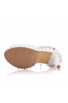 Akaks Aurel White Lace Open Toe High Heels Sandals with Pearls Image239777