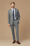 Akaks Axel Stretch Light Grey Suit 3 Piece Suits Single-Breasted Double-Button Jacket Straight-Leg Trousers with Back-Pocket Buttons Five-Button Waistcoat Image317428