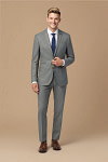 Akaks Axel Stretch Light Grey Suit 3 Piece Suits Single-Breasted Double-Button Jacket Straight-Leg Trousers with Back-Pocket Buttons Five-Button Waistcoat Image532576