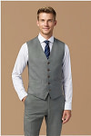 Akaks Axel Stretch Light Grey Suit 3 Piece Suits Single-Breasted Double-Button Jacket Straight-Leg Trousers with Back-Pocket Buttons Five-Button Waistcoat Image557509