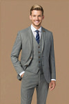 Akaks Axel Stretch Light Grey Suit 3 Piece Suits Single-Breasted Double-Button Jacket Straight-Leg Trousers with Back-Pocket Buttons Five-Button Waistcoat Image770010