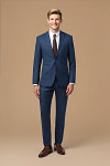 Akaks Axel Stretch Navy Suit Blue 3 Piece Suits Single-Breasted Double-Button Jacket Straight-Leg Trousers with Back-Pocket Buttons Five-Button Waistcoat Image430518