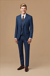 Akaks Axel Stretch Navy Suit Blue 3 Piece Suits Single-Breasted Double-Button Jacket Straight-Leg Trousers with Back-Pocket Buttons Five-Button Waistcoat Image669165