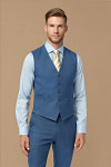 Akaks Axel Stretch Royal Blue Suit Blue 3 Piece Suits Single-Breasted Double-Button Jacket Straight-Leg Trousers with Back-Pocket Buttons Five-Button Waistcoat Image170596