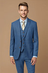 Akaks Axel Stretch Royal Blue Suit Blue 3 Piece Suits Single-Breasted Double-Button Jacket Straight-Leg Trousers with Back-Pocket Buttons Five-Button Waistcoat Image217379