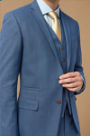 Akaks Axel Stretch Royal Blue Suit Blue 3 Piece Suits Single-Breasted Double-Button Jacket Straight-Leg Trousers with Back-Pocket Buttons Five-Button Waistcoat Image384422