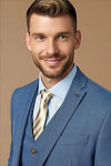 Akaks Axel Stretch Royal Blue Suit Blue 3 Piece Suits Single-Breasted Double-Button Jacket Straight-Leg Trousers with Back-Pocket Buttons Five-Button Waistcoat Image832886