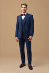 Akaks Beau Stretch Blue Suit 3 Piece Suits Single-Breasted Double-Button Jacket Straight-Leg Trousers with Back-Pocket Buttons Five-Button Waistcoat Image695058