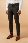 Akaks Beau Stretch Charcoal Gray Suit Three Piece Suit Single-Breasted Double-Button Jacket Straight-Leg Trousers with Back-Pocket Buttons Five-Button Waistcoat Image154740