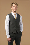Akaks Beau Stretch Charcoal Gray Suit Three Piece Suit Single-Breasted Double-Button Jacket Straight-Leg Trousers with Back-Pocket Buttons Five-Button Waistcoat Image706582