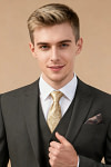 Akaks Beau Stretch Charcoal Gray Suit Three Piece Suit Single-Breasted Double-Button Jacket Straight-Leg Trousers with Back-Pocket Buttons Five-Button Waistcoat Image721605