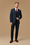 Akaks Beau Stretch Suits in Navy Blue Three Piece Suit Single-Breasted Double-Button Jacket Straight-Leg Trousers with Back-Pocket Buttons Five-Button Waistcoat Image527084