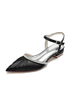 Akaks Black Pointed Toe Astra Satin Flats with Rhinestone Image494925