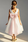 Akaks Blythe Flower Girl Dress Blush Pink A-Line Scoop Neck Tea Length Tulle Dress with Detachable Bow Image195171