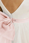 Akaks Blythe Flower Girl Dress Blush Pink A-Line Scoop Neck Tea Length Tulle Dress with Detachable Bow Image252229