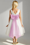 Akaks Blythe Flower Girl Dress Candy Pink A-Line Scoop Neck Tea Length Tulle Dress with Detachable Bow Image168794