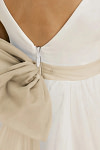 Akaks Blythe Flower Girl Dress Champagne A-Line Scoop Neck Tea Length Tulle Dress with Detachable Bow Image114888