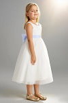 Akaks Blythe Flower Girl Dress Lavender A-Line Scoop Neck Tea Length Tulle Dress with Detachable Bow Image841990