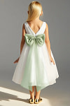 Akaks Blythe Flower Girl Dress Sage Green A-Line Scoop Neck Tea Length Tulle Dress with Detachable Bow Image151511