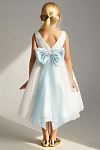 Akaks Blythe Flower Girl Dress Sea Glass A-Line Scoop Neck Tea Length Tulle Dress with Detachable Bow Image478109