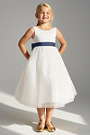 Akaks Blythe Flower Girl Dress Stormy A-Line Scoop Neck Tea Length Tulle Dress with Detachable Bow Image451950
