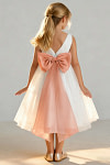 Akaks Blythe Flower Girl Dress Sunset A-Line Scoop Neck Tea Length Tulle Dress with Detachable Bow Image360950