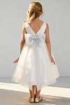 Akaks Blythe Flower Girl Dress White A-Line Scoop Neck Tea Length Tulle Dress with Detachable Bow Image718412