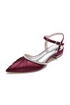 Akaks Burgundy Pointed Toe Astra Satin Flats with Rhinestone Image682447