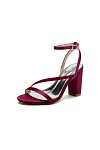 Akaks Burgundy Satin Nara Womens Block Heel Sandals with Ankle Strap Image954545