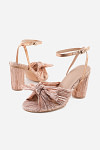 Akaks Champagne Satin Block Heel Farah Open Toe Sandals with the Bow Image481030