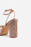 Akaks Champagne Satin Block Heel Farah Open Toe Sandals with the Bow Image514731