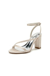 Akaks Champagne Satin Nara Womens Block Heel Sandals with Ankle Strap Image238972