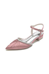 Akaks Dusty Rose Pointed Toe Astra Satin Flats with Rhinestone Image872641