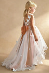 Akaks Eria Mai Tai Flower Girl Dress A-Line V-neck Lace Tulle Asymmetrical Hem Sleeveless 3D White Flowers Dress Image257740