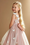Akaks Eria Mai Tai Flower Girl Dress A-Line V-neck Lace Tulle Asymmetrical Hem Sleeveless 3D White Flowers Dress Image616720