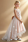 Akaks Eria Mai Tai Flower Girl Dress A-Line V-neck Lace Tulle Asymmetrical Hem Sleeveless 3D White Flowers Dress Image952337