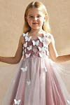 Akaks Eria Pomegranate Flower Girl Dress A-Line V-neck Lace Tulle Asymmetrical Hem Sleeveless 3D White Flowers Dress Image514787