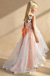 Akaks Eria Sunset Flower Girl Dress A-Line V-neck Lace Tulle Asymmetrical Hem Sleeveless 3D White Flowers Dress Image127321