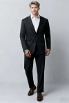 Akaks James Wool Charcoal Grey Suit Classic Single-Breasted Notch Lapels Jacket Adjustable Hems Pants Image471297