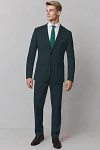 Akaks James Wool Dark Green Suit Classic Single-Breasted Notch Lapels Jacket Adjustable Hems Pants Image235818
