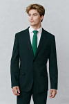 Akaks James Wool Dark Green Suit Classic Single-Breasted Notch Lapels Jacket Adjustable Hems Pants Image725644