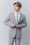 Akaks James Wool Grey Suits for Men Classic Single-Breasted Notch Lapels Jacket Adjustable Hems Pants Image436798