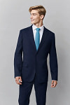 Akaks James Wool Navy Blue Suit Classic Single-Breasted Notch Lapels Jacket Adjustable Hems Pants Image750507