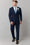 Akaks James Wool Navy Blue Suit Classic Single-Breasted Notch Lapels Jacket Adjustable Hems Pants Image982967