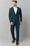 Akaks James Wool Teal Suit Classic Single-Breasted Notch Lapels Jacket Adjustable Hems Pants Image723383